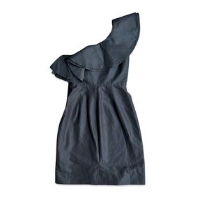 J. Crew Black One Shoulder Ruffle Dress Size 00